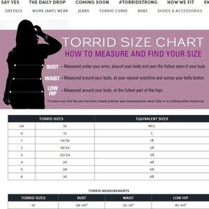 MEASUREMENTS and Torrid, etc
